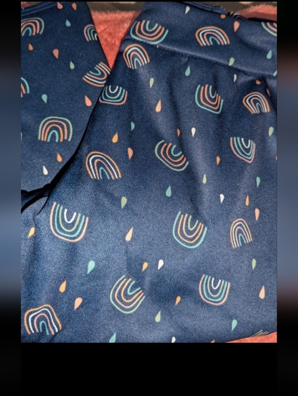 Serra Blue Fleece Lined Leggings with Rainbow and Teardrop Pattern - Picture 4 of 4